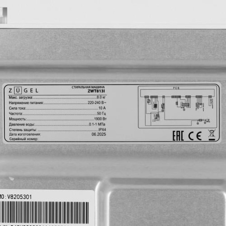 Стиральная машина ZUGEL ZWT813I белый