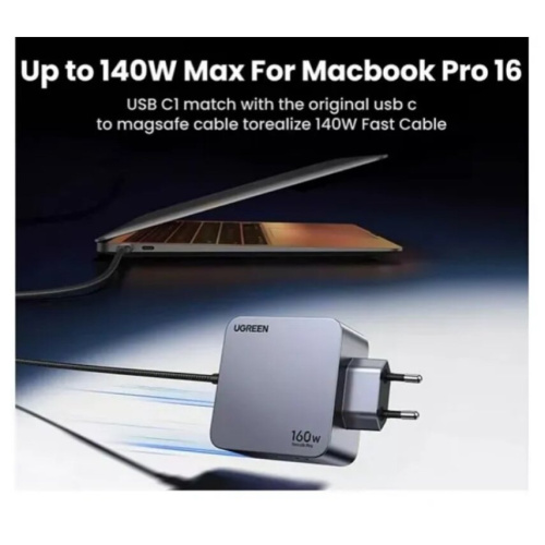 СЗУ UGREEN X763 (25877) Nexode Pro 160W USB-A+3*USB-C GaN Tech Fast Charger EU + 1M 100W cable Gray