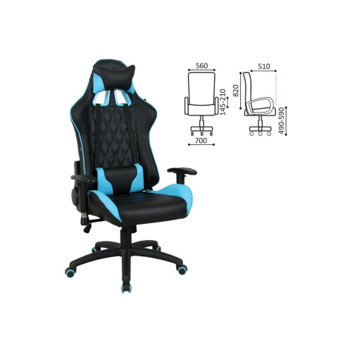 Кресло игровое BRABIX GT Master GM-110 (531928) экокожа, черное/голубое