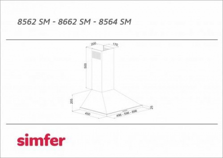 Вытяжка каминная Simfer 8662SM серебристый/серебристый