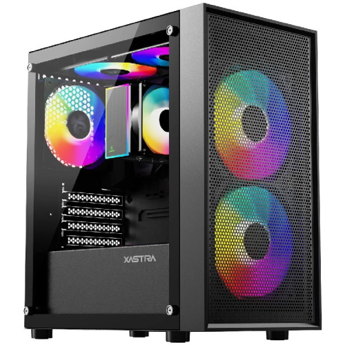 Корпус XASTRA A305M 3FRGB Black (A305M-2FC14F-1FC12F) mATX/Mesh/ tempered glass / 2x140mm + 1x120mm FRGB fans
