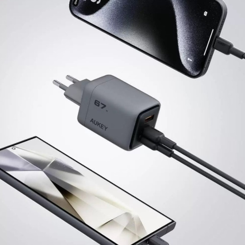 СЗУ Aukey C3G Comet Mix 67W 2C+A Gray