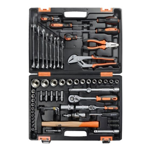 Набор инструментов Вихрь 73/6/7/4 1/2" 1/4" CrV, в кейсе 76 предм.