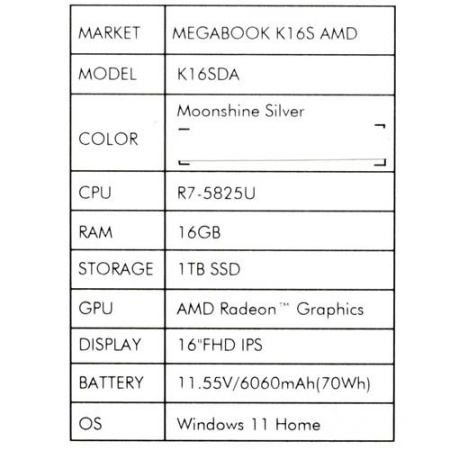 16" Ноутбук Tecno Megabook K16SDA серебристый