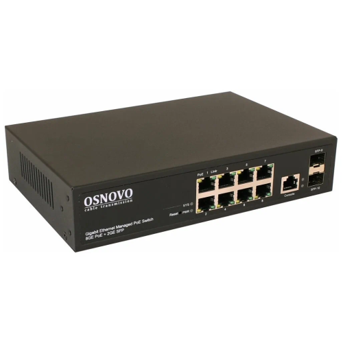 Коммутатор Osnovo (SW-80802/L(150W)) 8G 2SFP 8PoE+ 150W управляемый