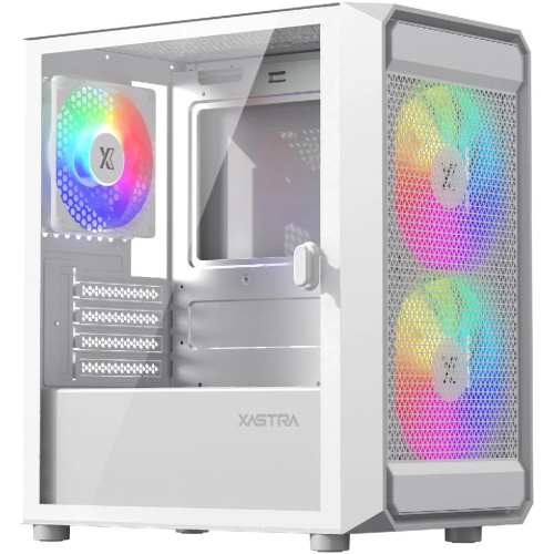 Корпус XASTRA A303M 3ARGB White (A303M-2FC14A-1FC12A-D-WH) mATX/Mesh tempered glass 2x140mm + 1x120mm ARGB PWM fans Door