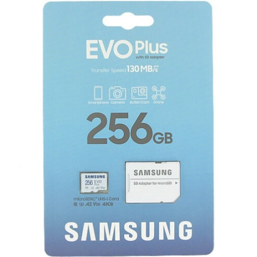 Карта памяти microSD SAMSUNG Evo Plus microSDXC (MB-MC256KA/EU) 256GB Class 10, UHS-I, (SD адаптер) 130MB/s