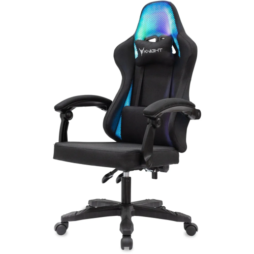 Кресло игровое KNIGHT Wolf RGB B ткань, черный