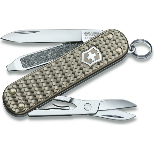 Нож-брелок Victorinox Classic SD Precious Alox 0.6221.4031G 58мм, 5 функций, Infinite Grey (подар. упаковка)
