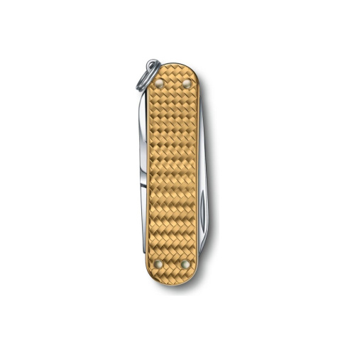 Нож-брелок Victorinox Classic SD Precious Alox 0.6221.408G 58мм, 5 функций, Brass Gold (подар. упаковка)