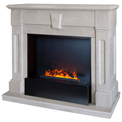 Электрокамин RealFlame Kellie 25,5/26 WT цвет белый камень с очагом 3D Cassette 630 Black Panel