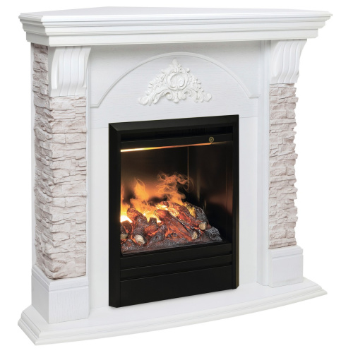 Электрокамин RealFlame Athena Corner GR белый с очагом 3D Olympic