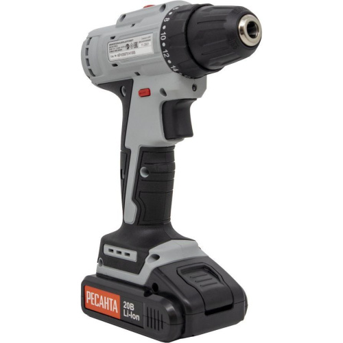 Дрель-шуруповерт аккумуляторная Ресанта ДА-20-2ЛК-Б (2,0 А/ч) 75/14/10